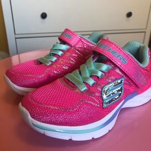Girls sparkly pink Skechers sneakers